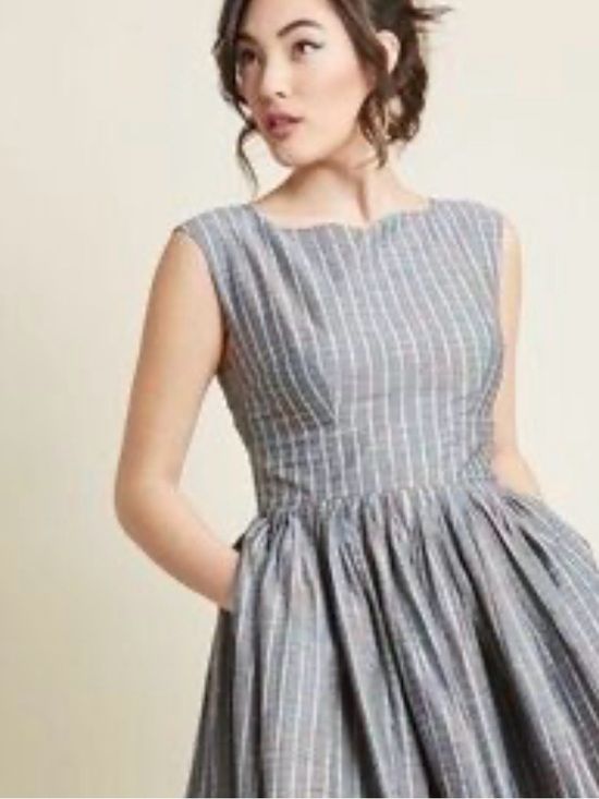 Modcloth Dresses & Skirts - Modcloth "Fabulous Fit and Flare" in Grey Stripes